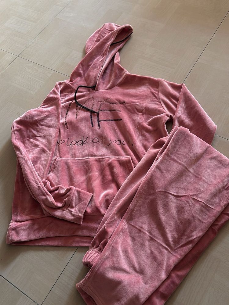 Pink Velvet Hoodie &amp; Pants Set