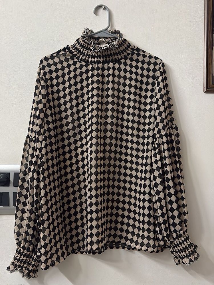 Checkered Sheer Top