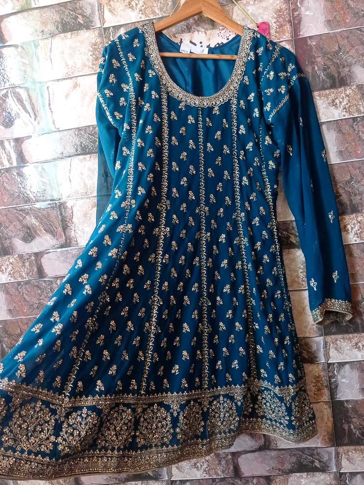 Teal Embroidered Kurta Set