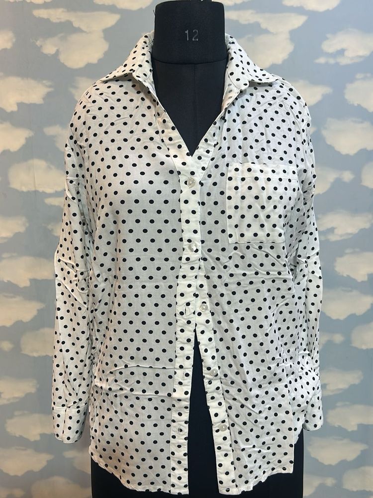 Polka Dot Button-Up Shirt