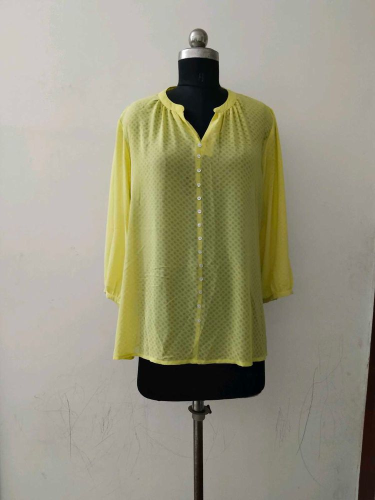 plus size Yellow Button-Down Top