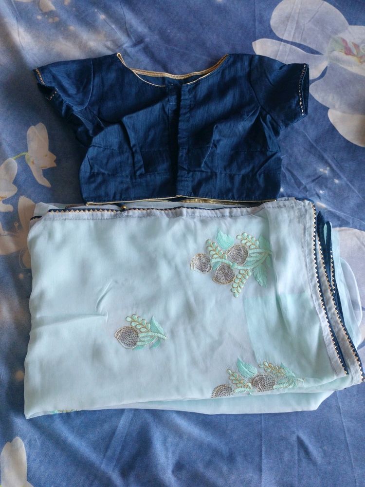 Designer Saree With Embroidery Work