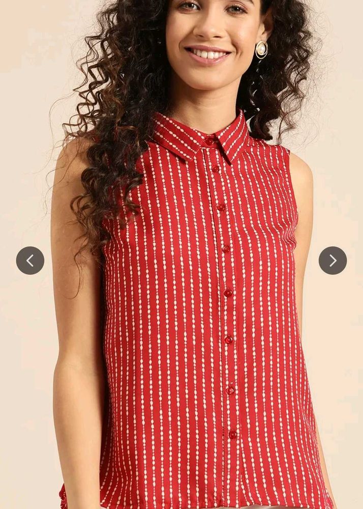 Red Striped Sleeveless Top