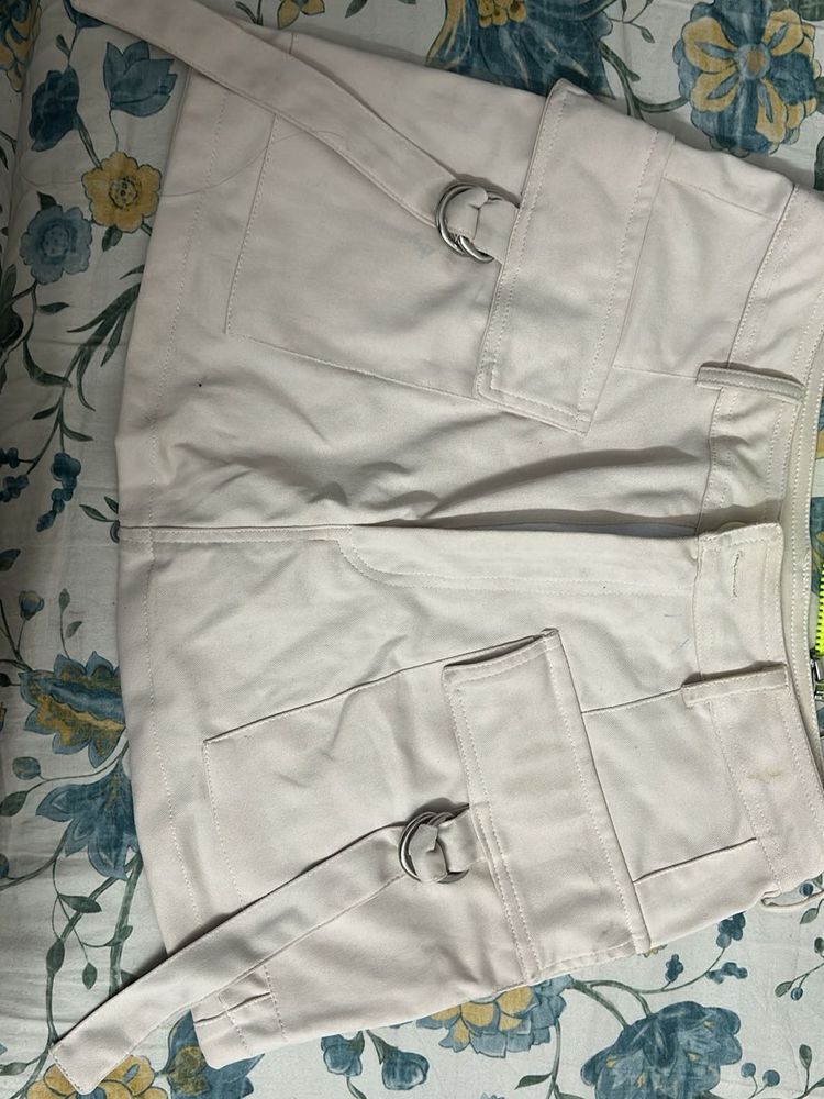 Beige Utility Mini Skirt