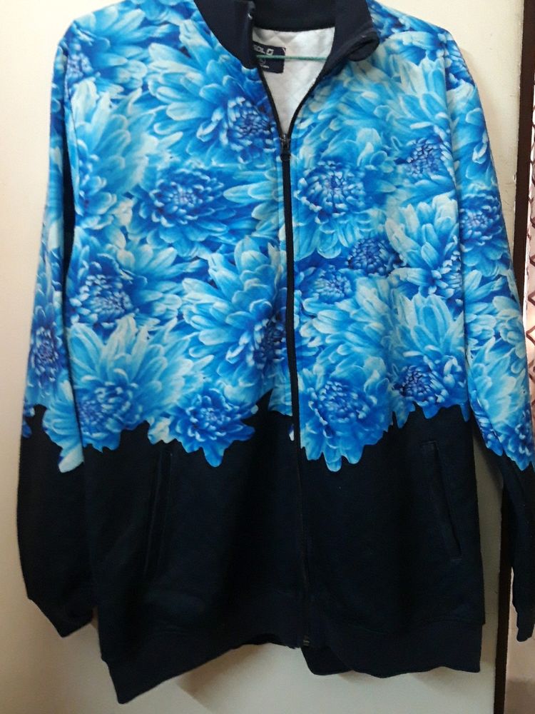 Woollen Sweater With Blue Flower Design
