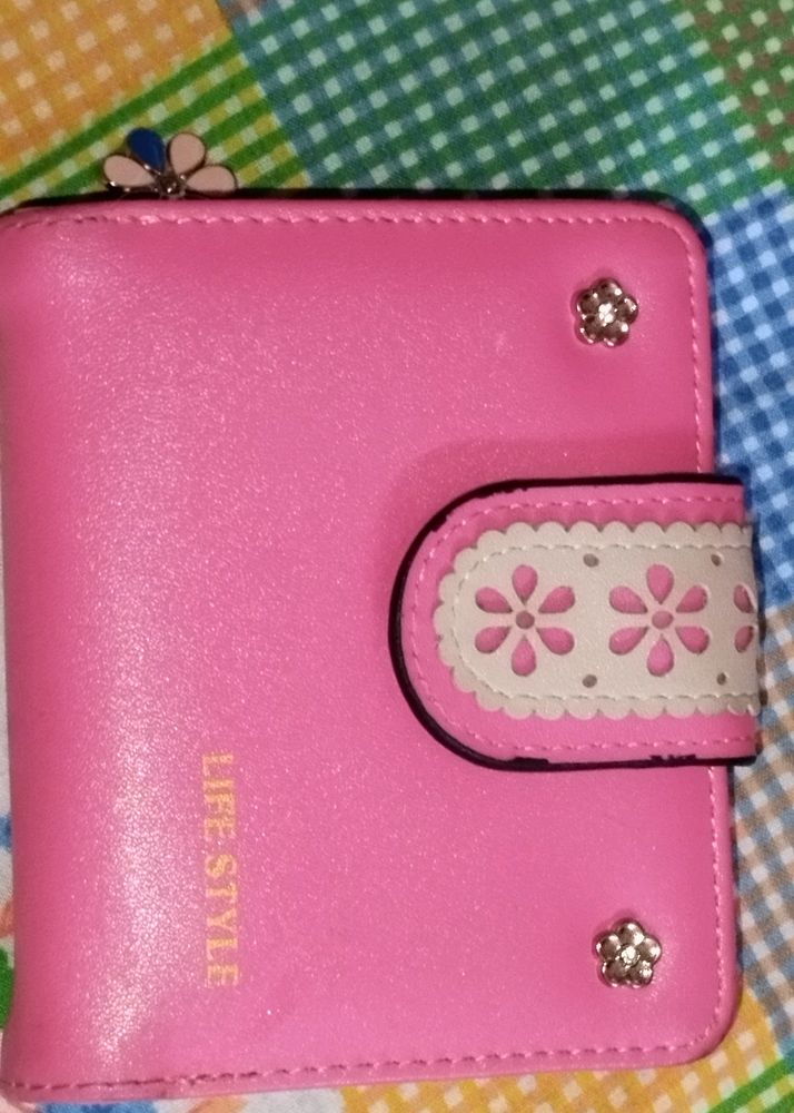 Pink Floral Accent Wallet