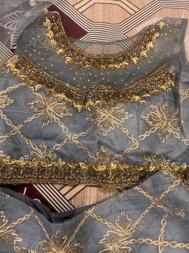 Grey Lehanga With Gota Patti Work