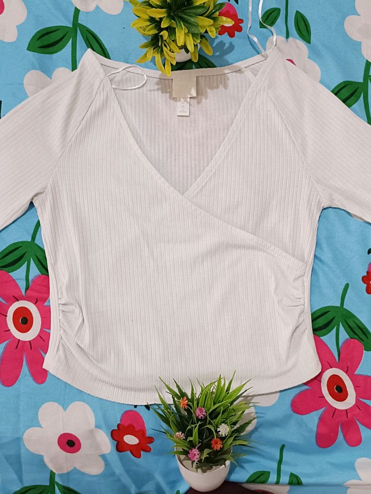 H&amp;M White Wrap Hot Top 💗🔥