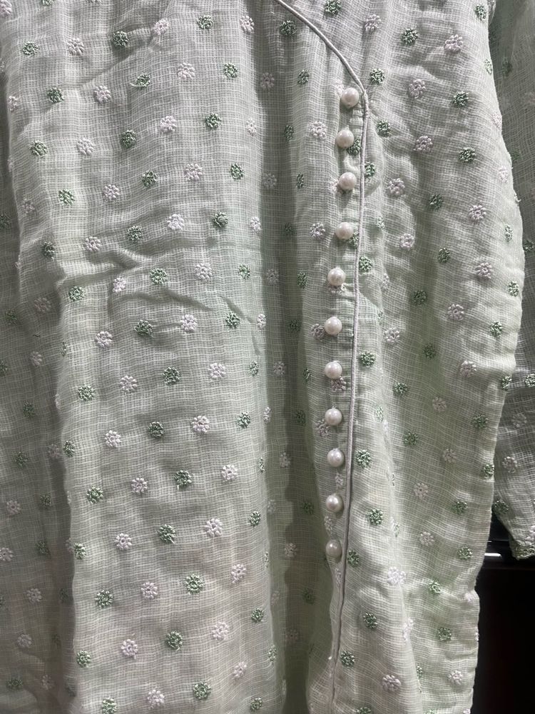 Mint Green Embroidered Kurta