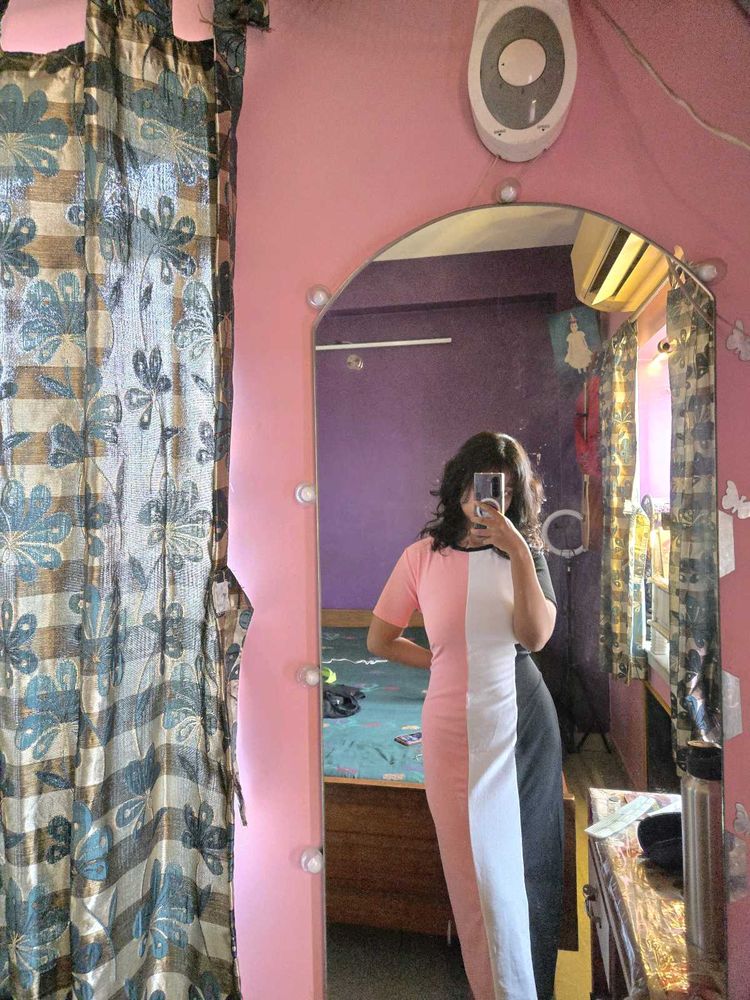 Pink And White Cute Maxi Bodycon Dress