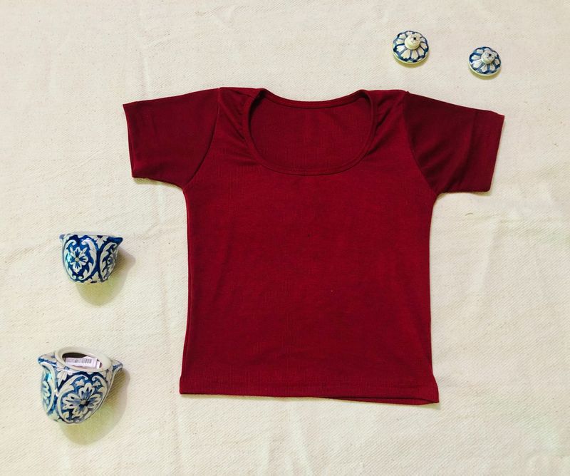 Maroon Ribbed Top (women)