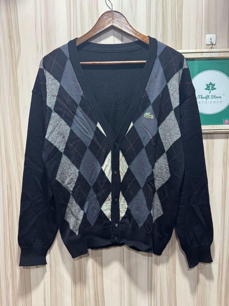 Lacoste Pure Wool Black Cardigan