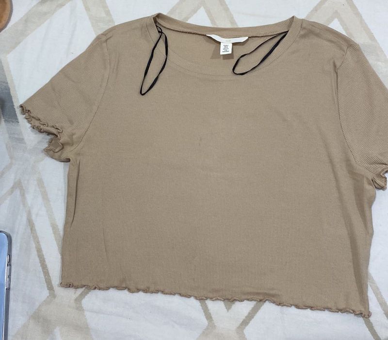 Crop Top For Women. Colour - Light Brown, Suze S