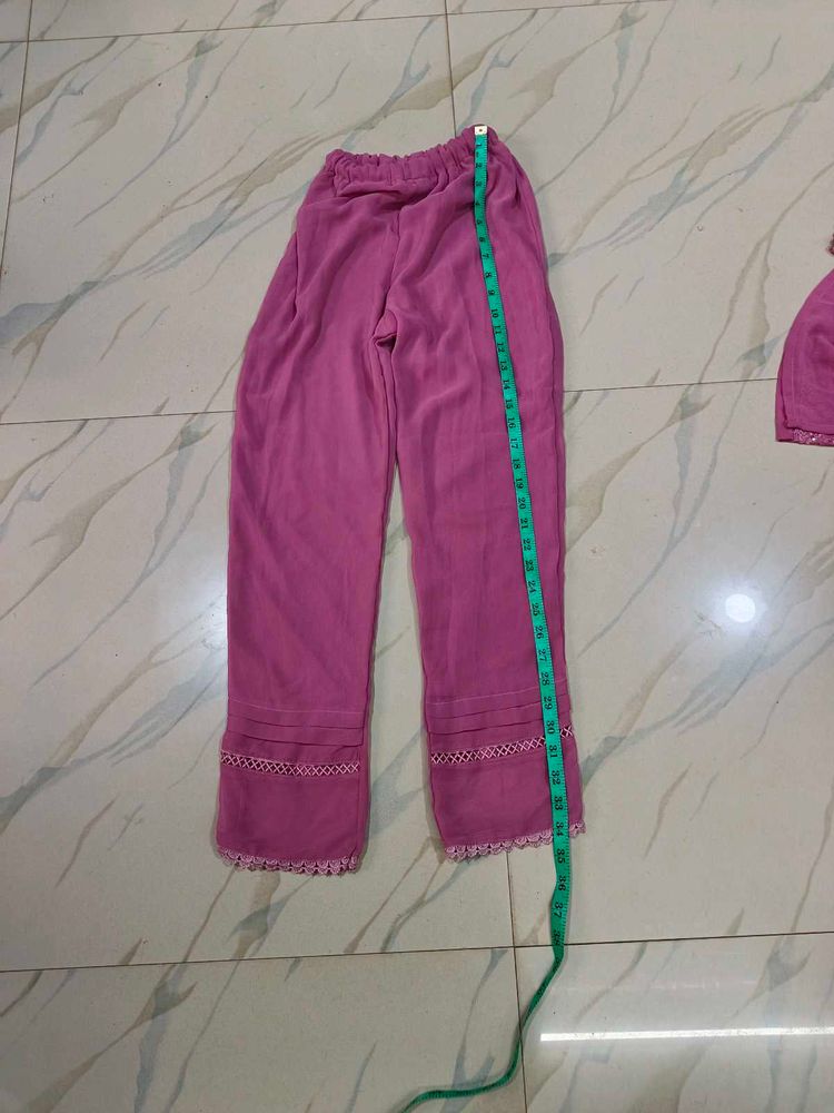 Pink Lace Trim Pants