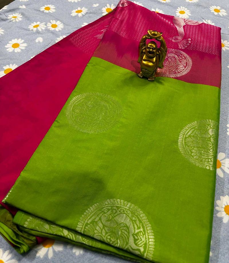 Pink &amp; Green Art Silk Saree