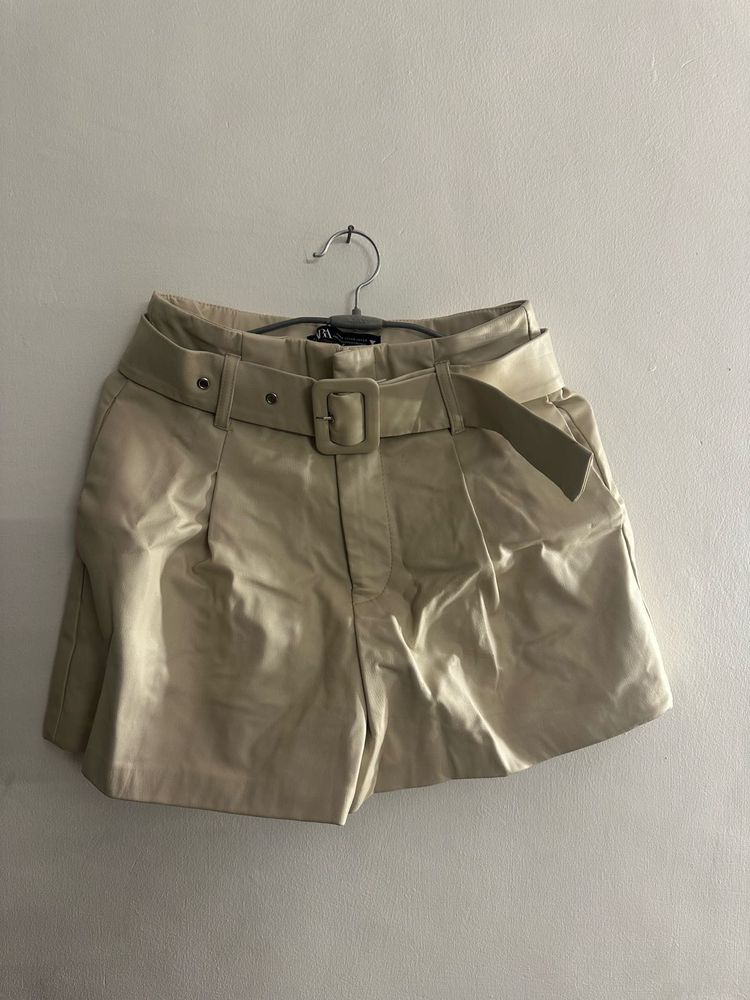 Zara Leather Shorts with Belt