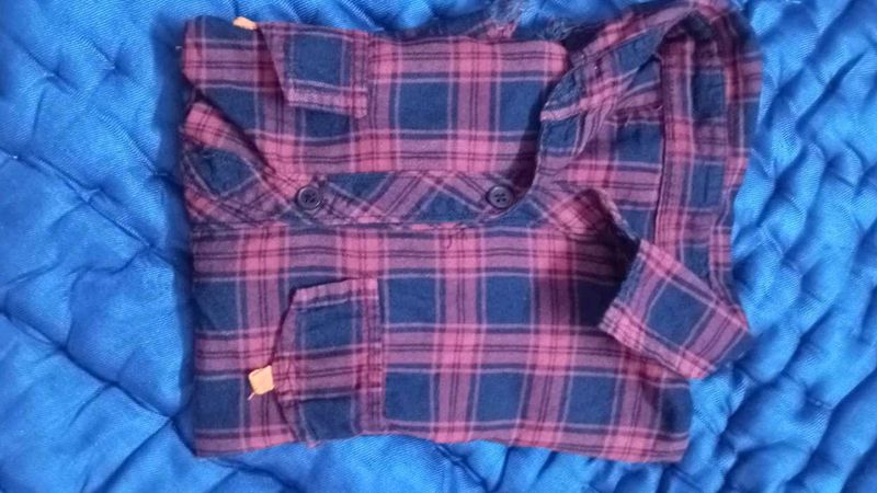 Checked Flannel crop Shirt