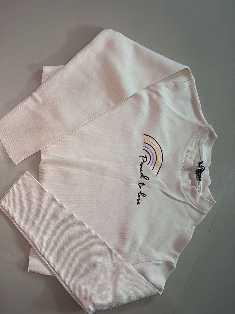 Beige Full Sleeves Crop Top