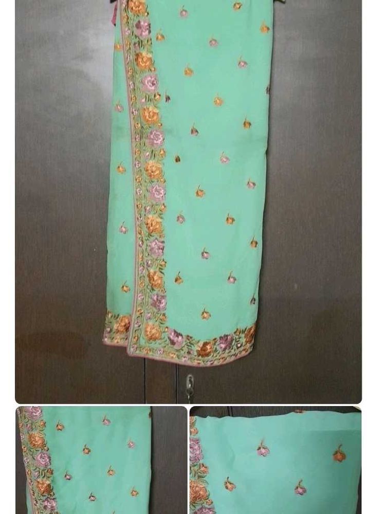 Mint Embroidered Saree
