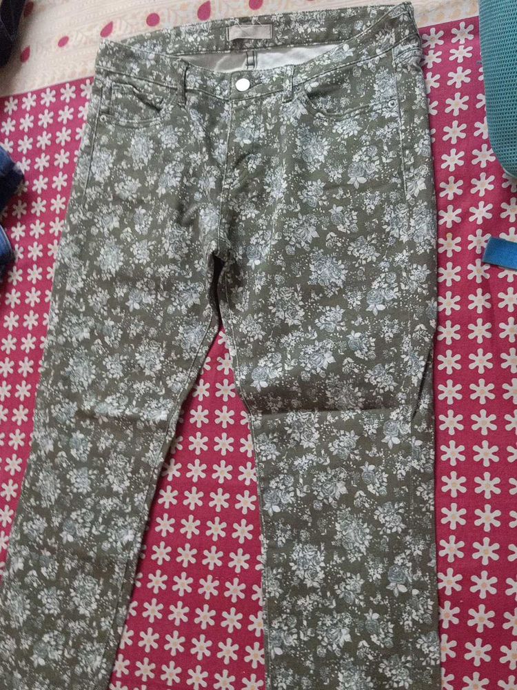 Floral Print Jeans