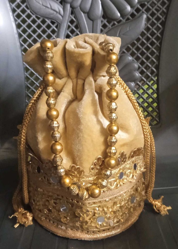 Golden Beaded Pouch
