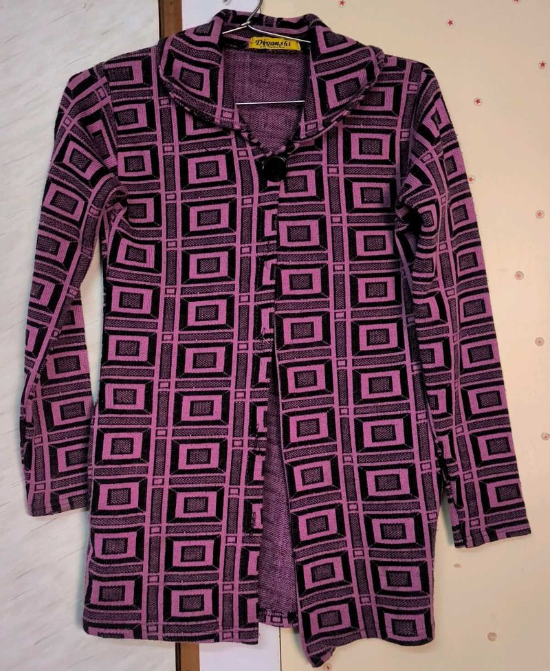 Geometric Print Cardigan 🧥