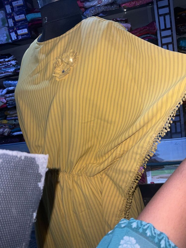 Yellow Striped Kaftan Dress