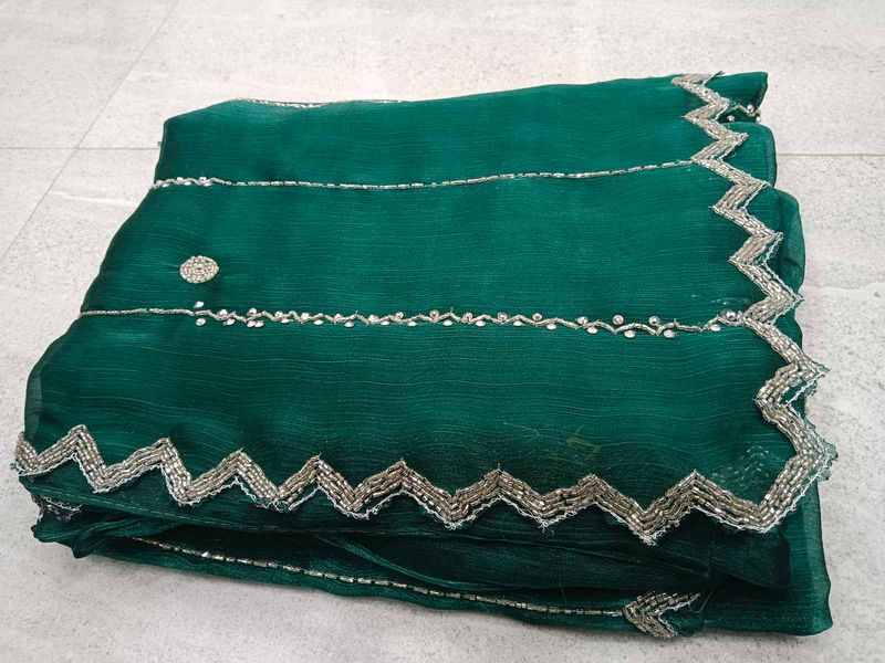 Emerald Green Embellished Saree