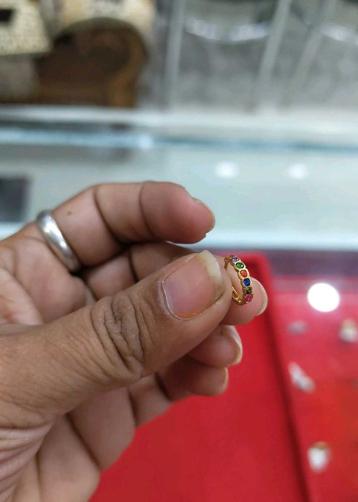 20 k gold nose bali Colorful Gemstone