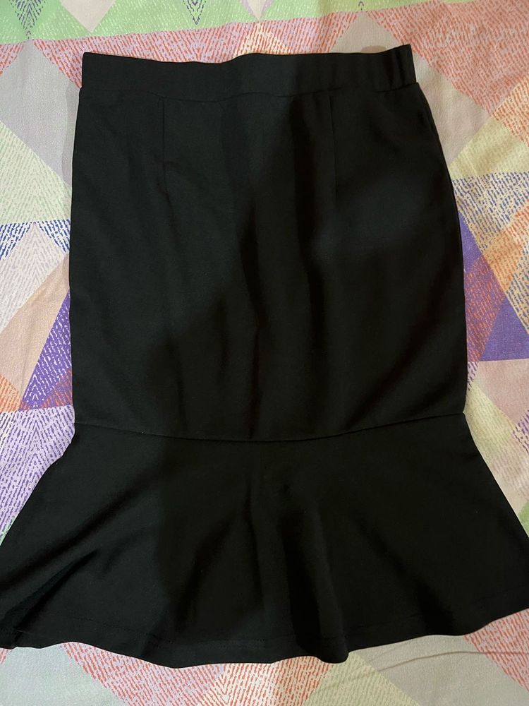 Black Midi Skirt With Slit