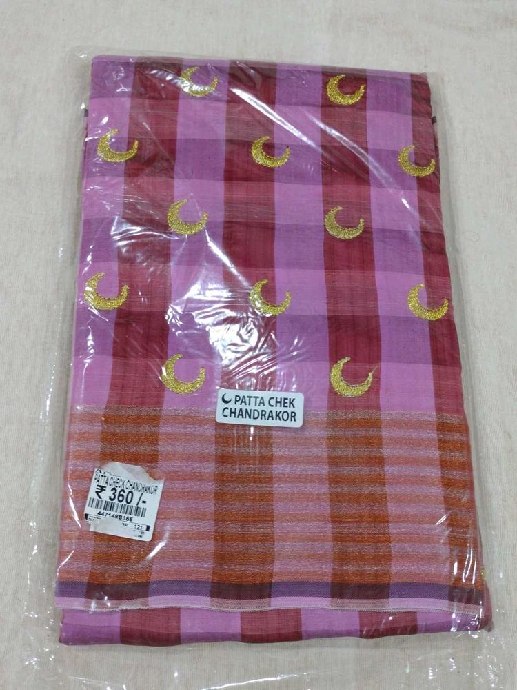 Pink Checked Saree