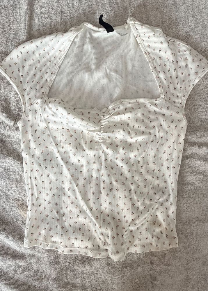 Floral Print Sweetheart Crop Top