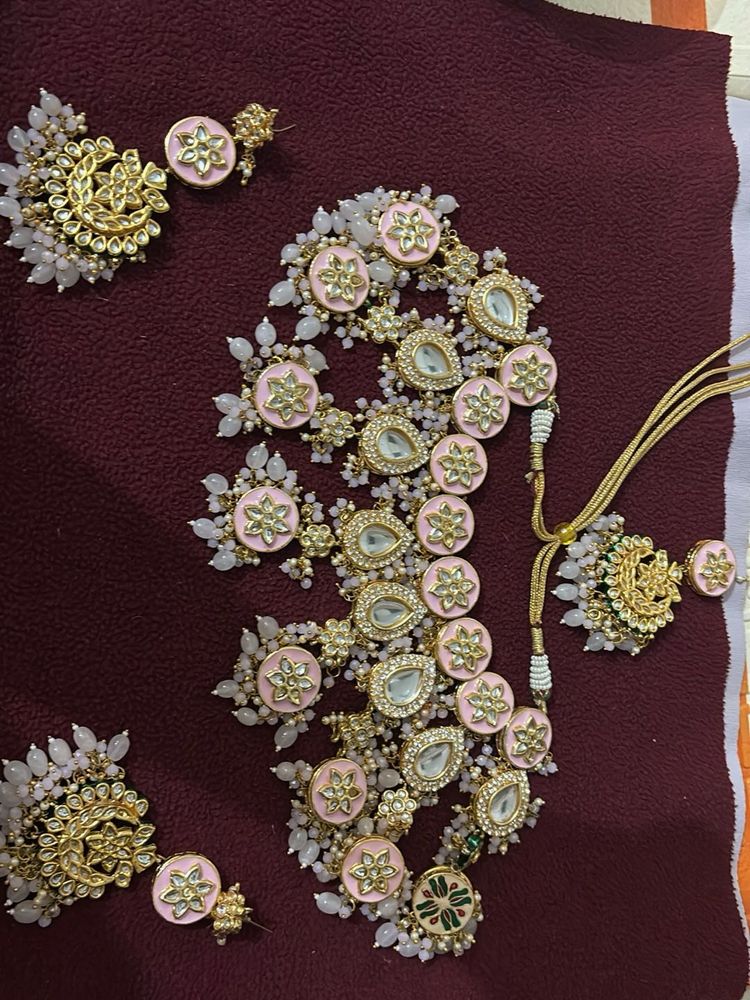 Pink Kundan Jewellery Set