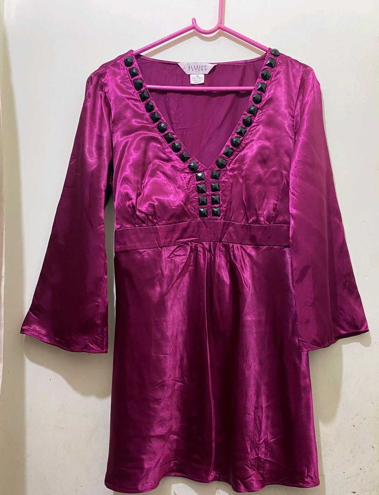 Elegant Purple top Satin 34 and half