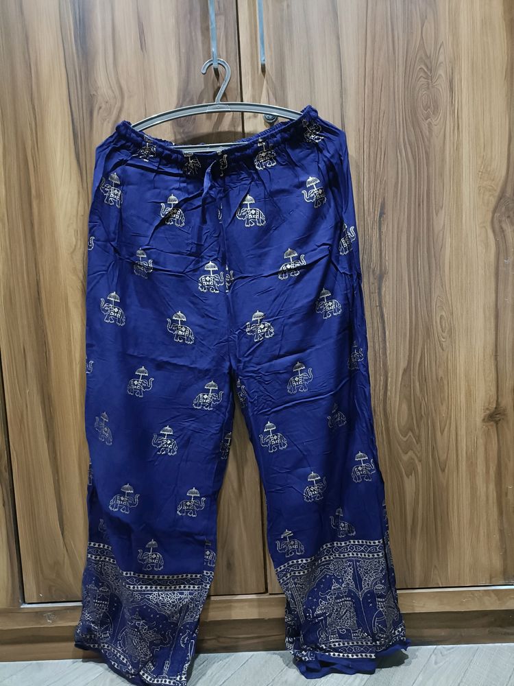 Stylish Foil Printed Pant Royal Blue