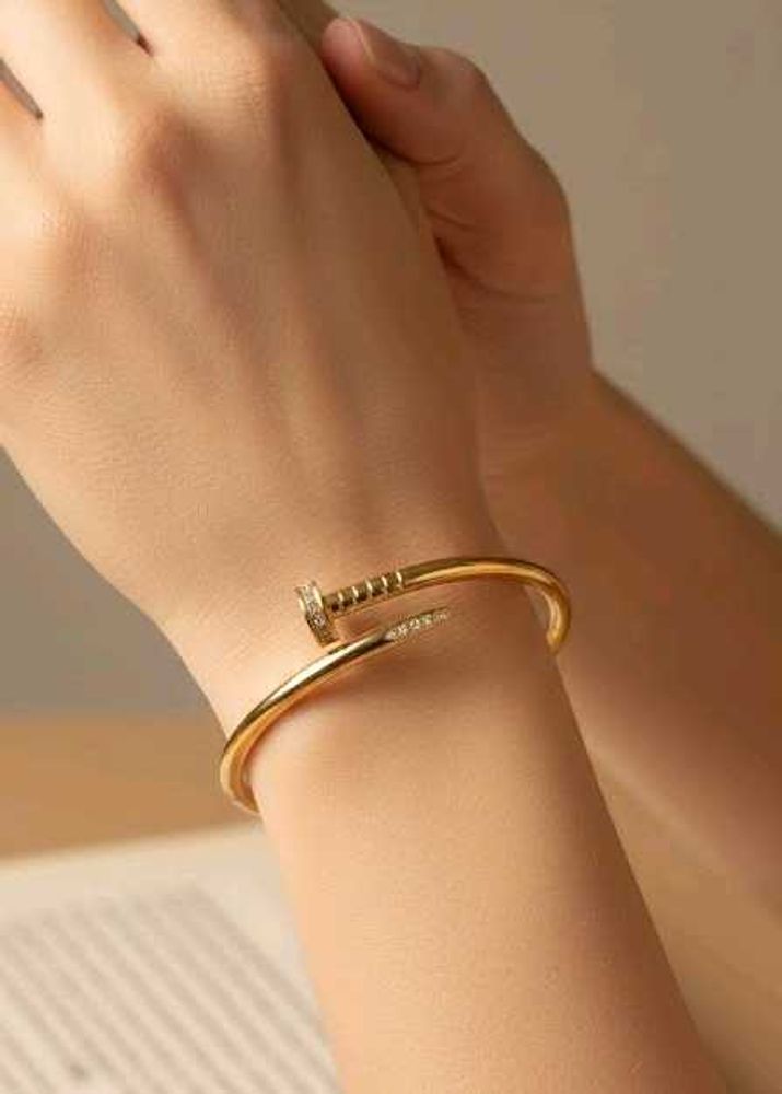 Gold Nail Anti Tarnish Bangle Bracelet