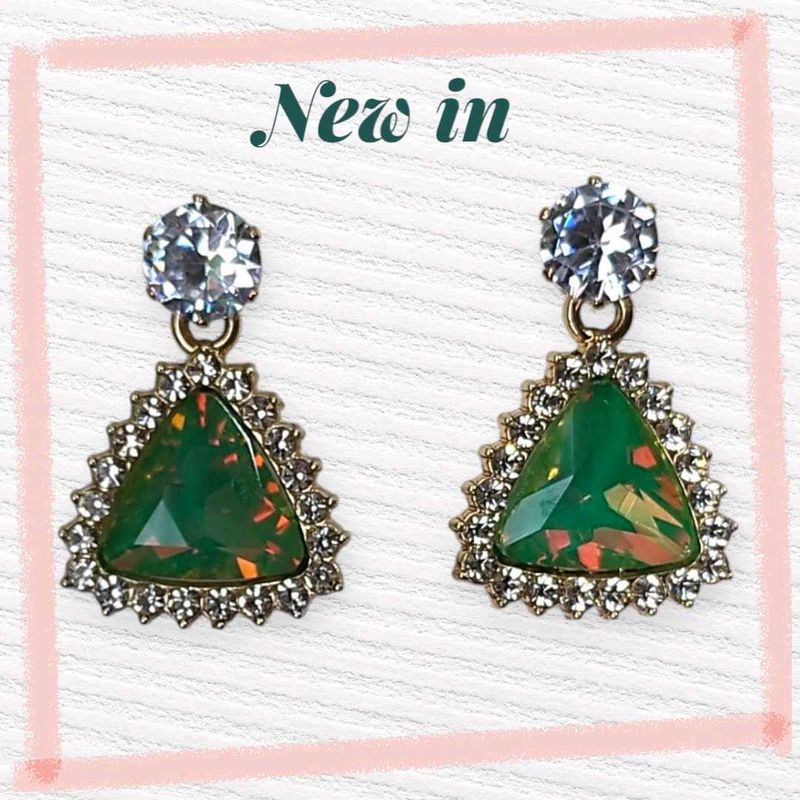 Green Stone Drop Earrings