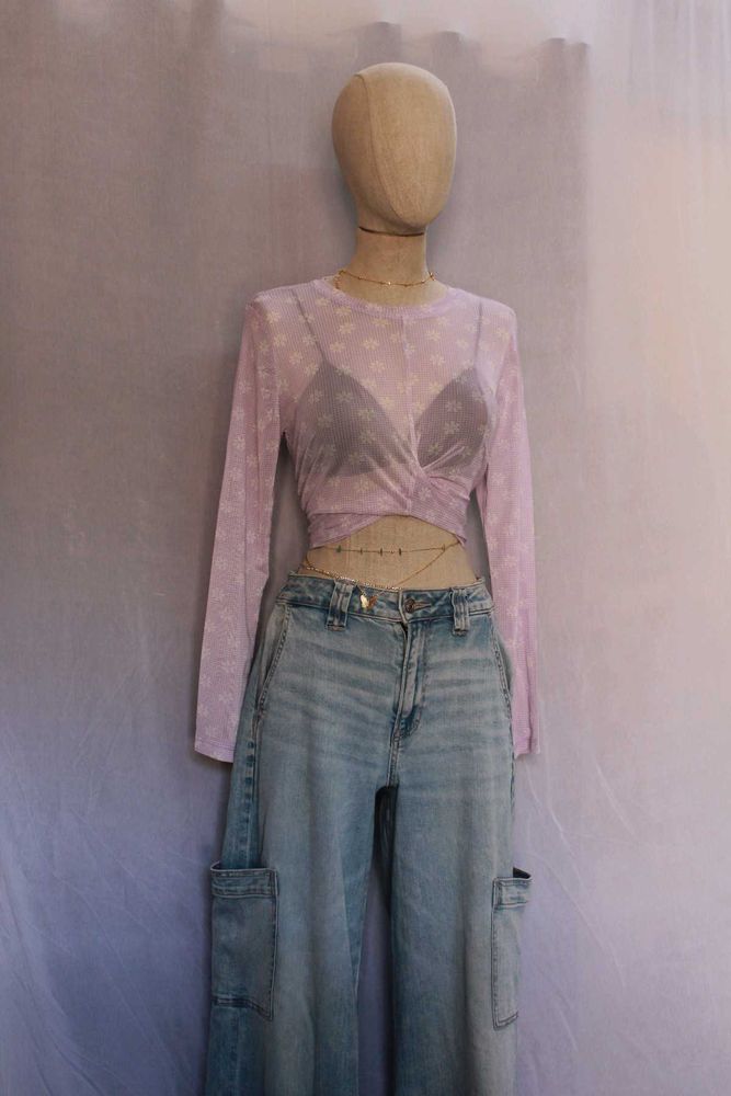 Ginger Floral Mesh Long Sleeve Top