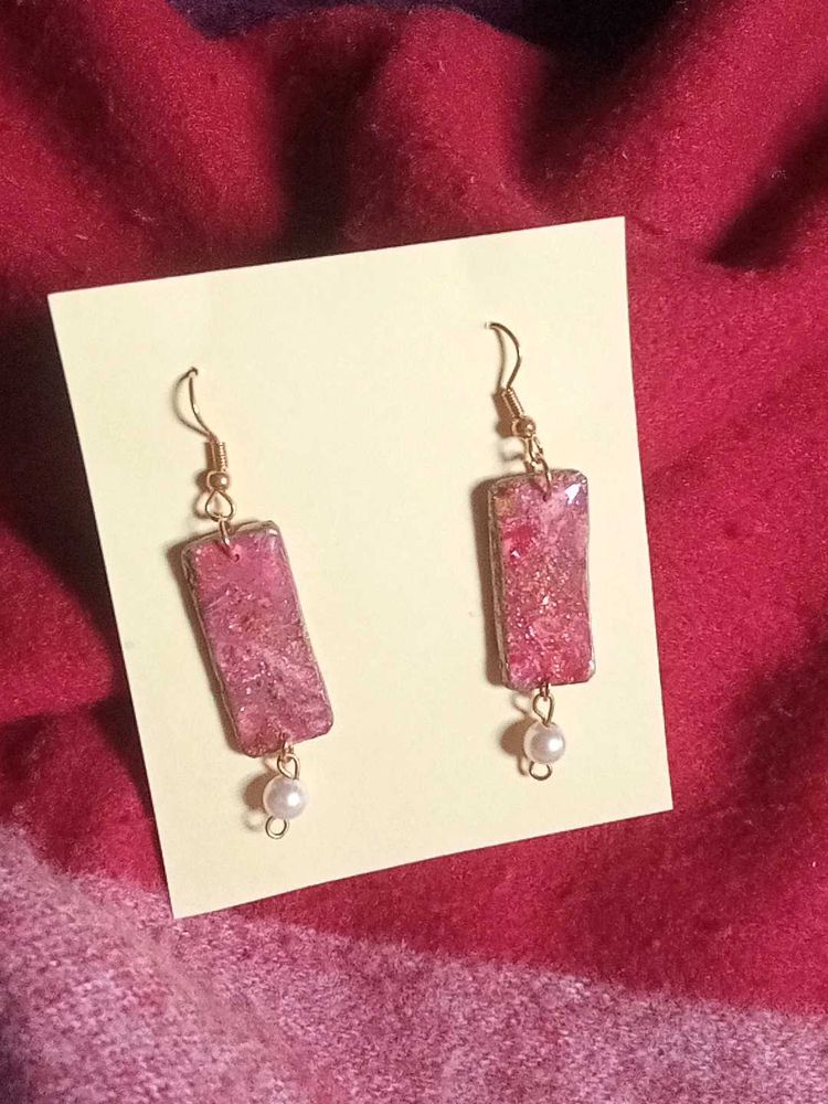 Pink Pearl Drop Earrings