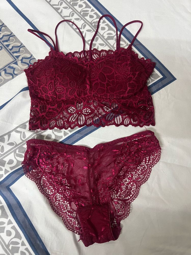Burgundy Lace Lingerie Set
