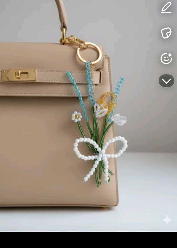 Floral Beaded Bag Charm