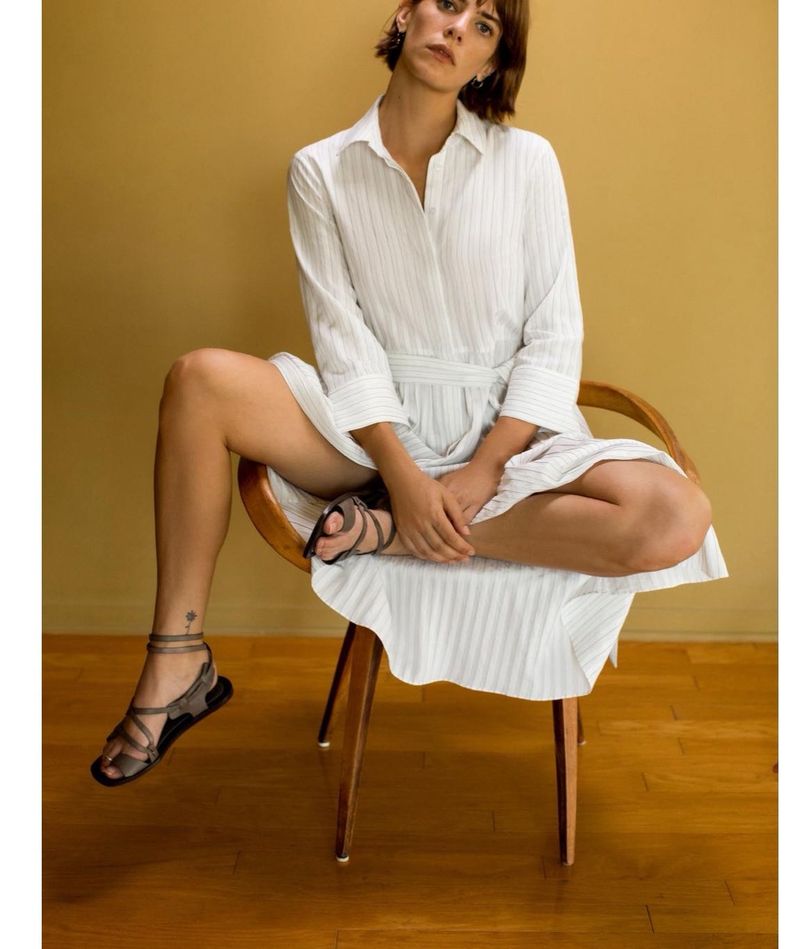 New One Zw Collection Stripped Shirt Dress