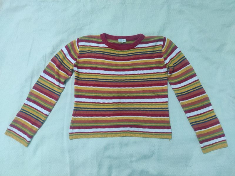 Multi Colour Semi Crop Sweater