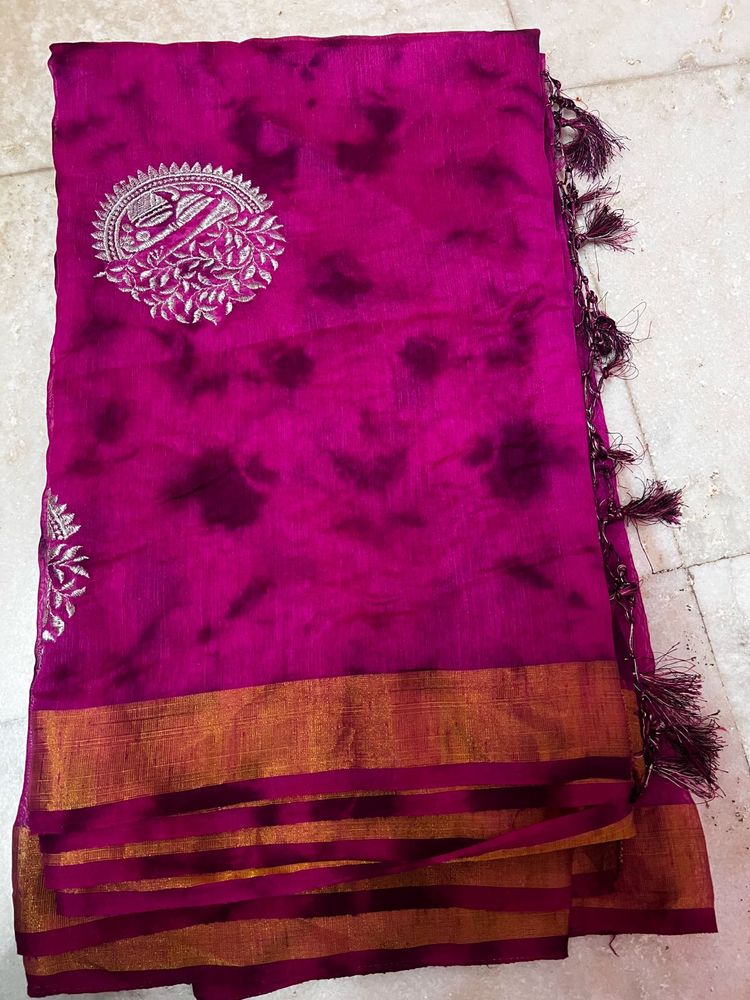 Elegant Pink Tie-Dye Saree with blouse