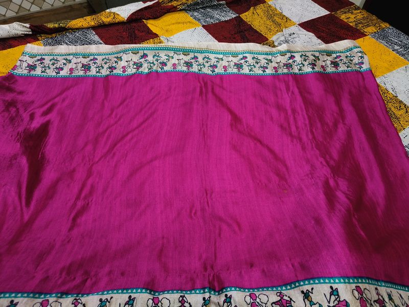 Pink Printed Saree With Beautiful Border