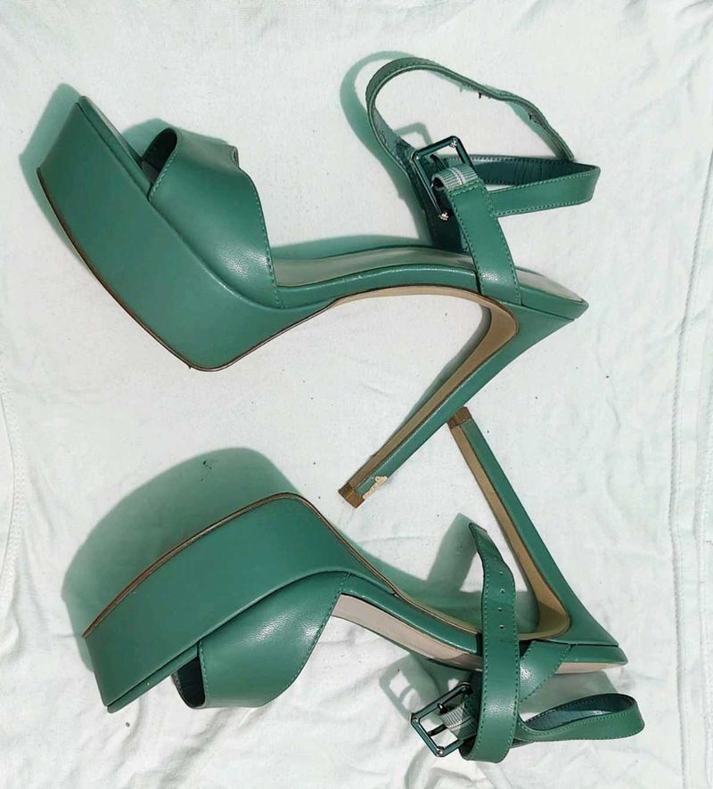 Charles &amp; Keith       Green Platform Heels