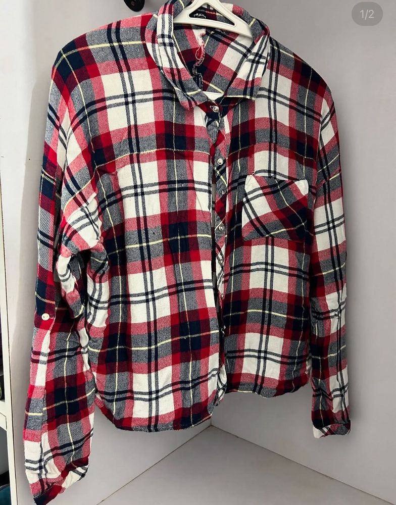 nuon Red Plaid Flannel Shirt