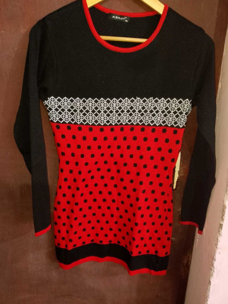 Red Polka Dot Long Sleeve Sweater