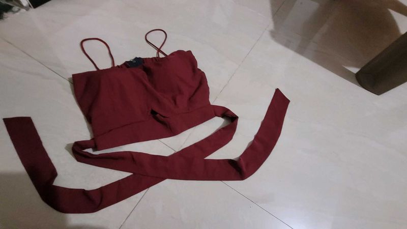 Maroon Crop Top