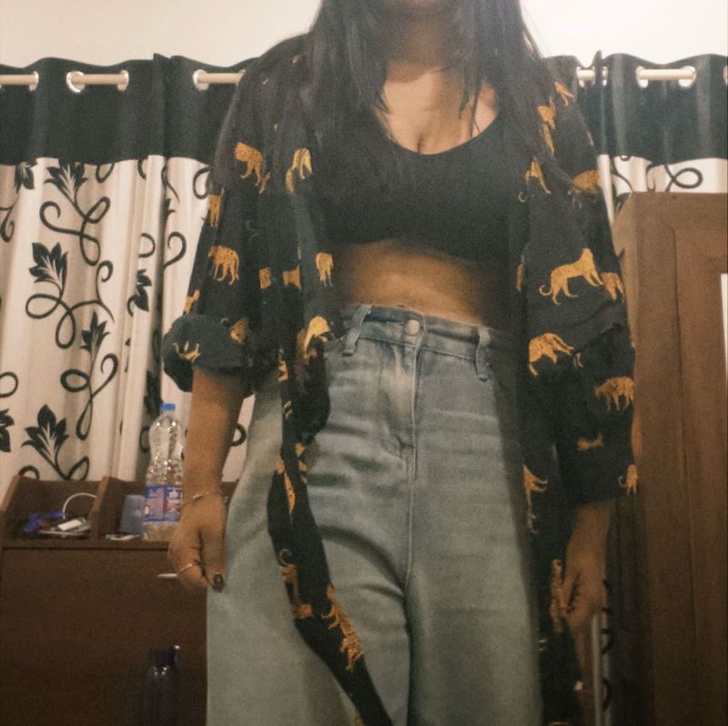 Boho Tiger Print Wrap Around Full Sleeve Shirt